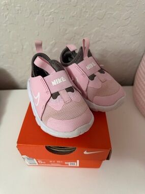 Nike Pink and Gray Kids Slip-On Sneakers